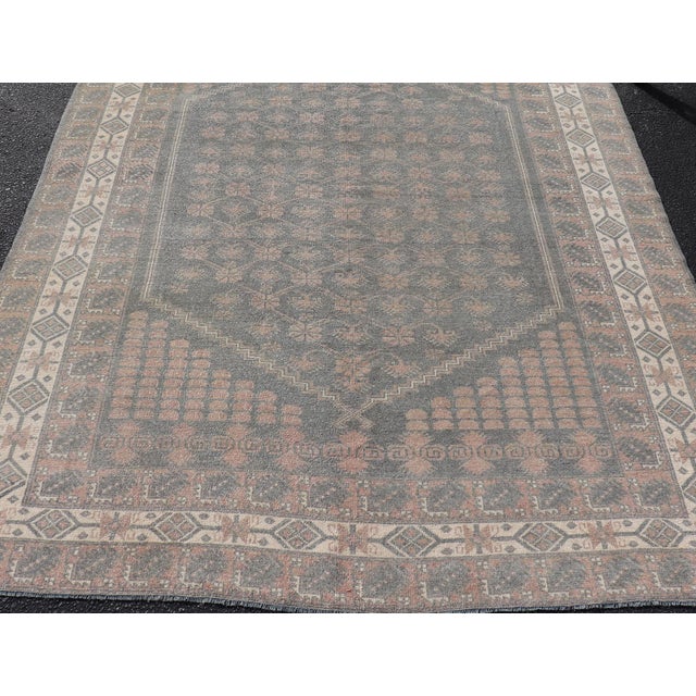 Antique Turkish Oushak Rug in Soft Taupe, Blue-Gray, and Faded Pink For Sale - Image 11 of 13