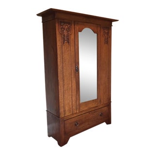 Antique Arts & Crafts Armoire Wardrobe For Sale