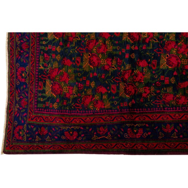 1960s Vintage Persian Bidjar Handmade All-Over Navy Blue Wool Rug For Sale - Image 4 of 7