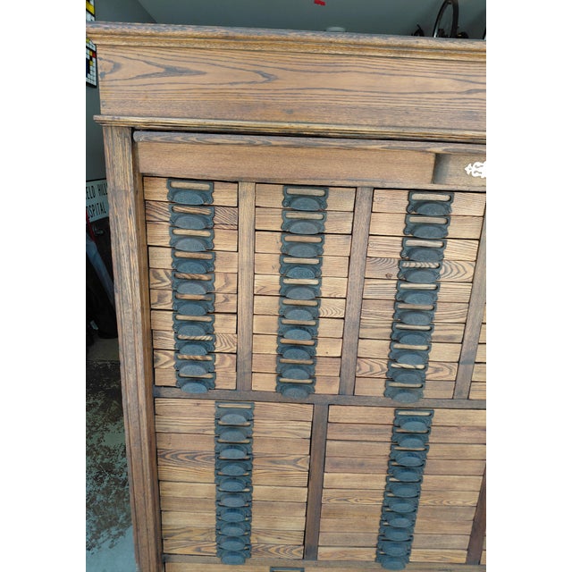 Wood Antique 85 Drawer Cabinet With Tambour Front Attributed to Hamilton For Sale - Image 7 of 16