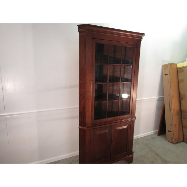 Item 87941: Henkel Harris solid mahogany corner china cabinet. Age: 1960's. Details: 12 Panes of glass. Condition: Very...