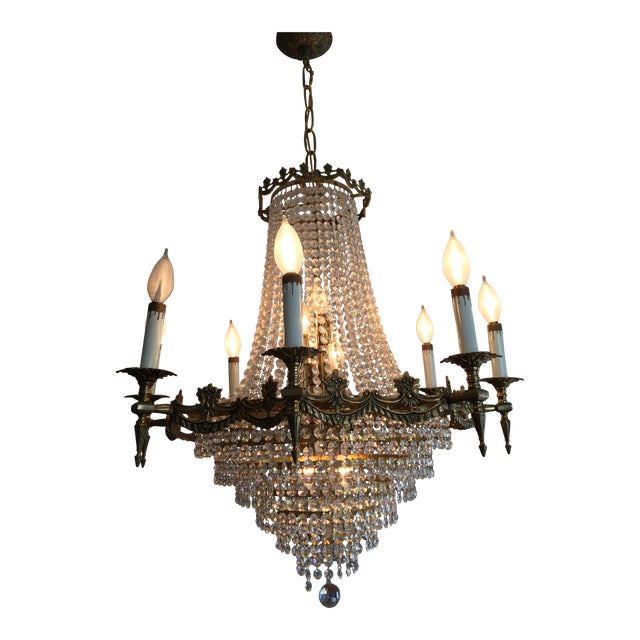 Large Spanish Crystal Chandelier | Chairish