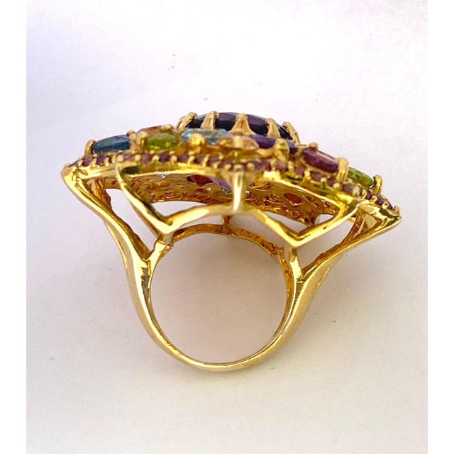 Bochic "Orient" Vintage Amethyst, Citrine & Topaz Ring Set In 18 K Gold & Silver For Sale - Image 4 of 18