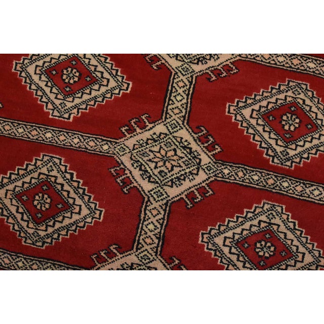 Red Bokhara Jaldar Rug 8’3” X 10’2” Red Wool Tribal Hand-Knotted Oriental Carpet For Sale - Image 8 of 14