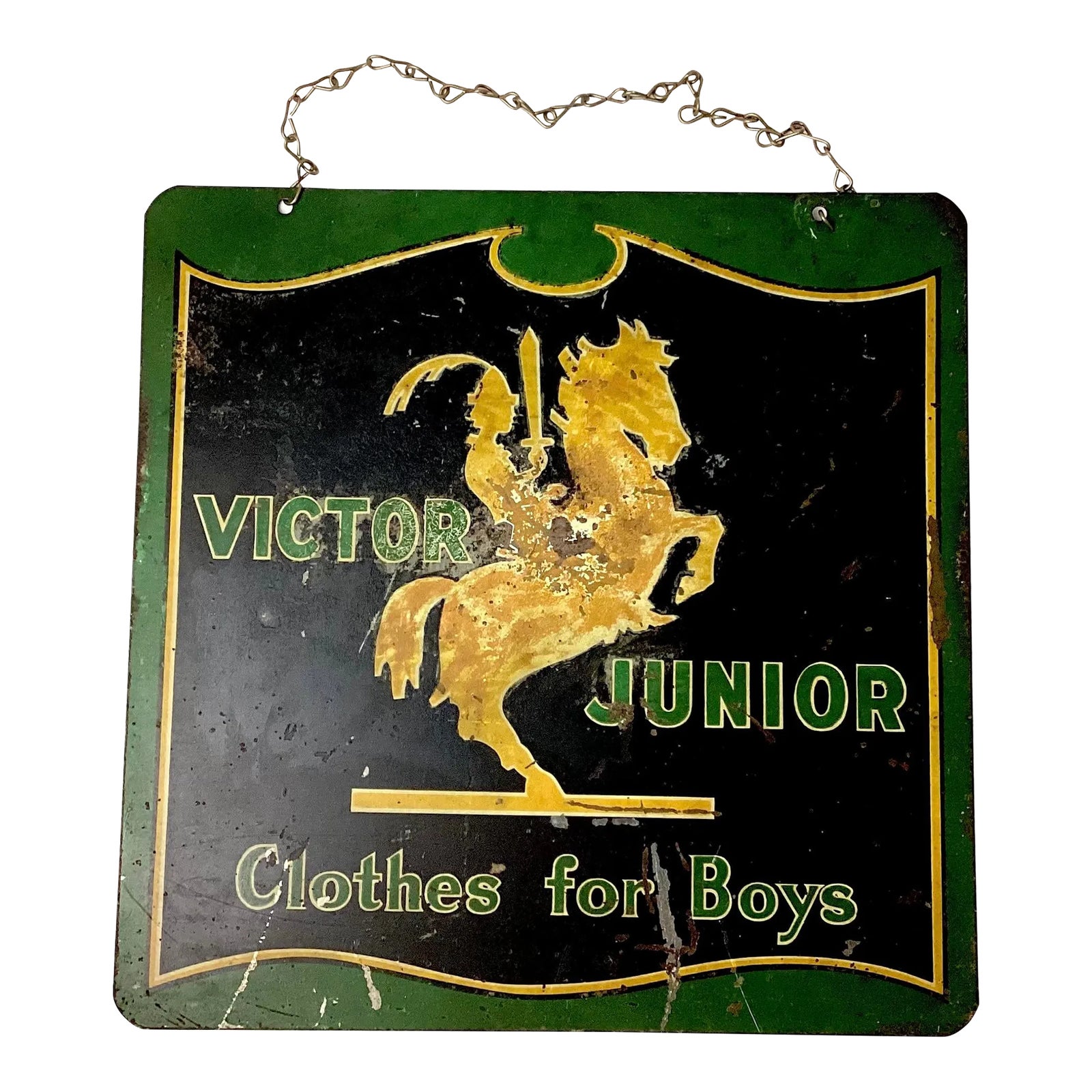 Vintage Victor Junior Clothes for Boys Metal Advertising Sign | Chairish
