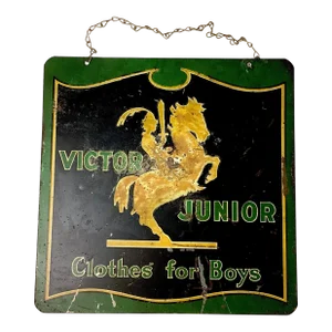Vintage Victor Junior Clothes for Boys Metal Advertising Sign