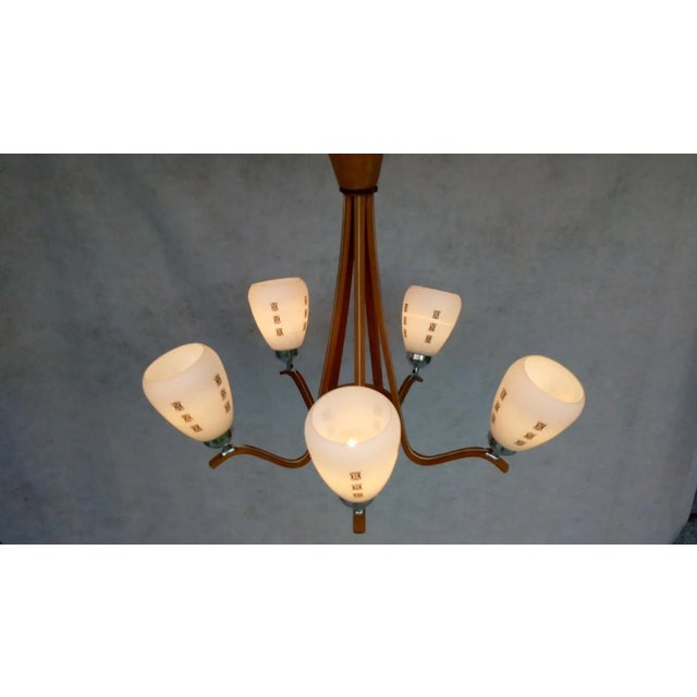 Wooden Chandelier, 1970s For Sale - Image 6 of 16