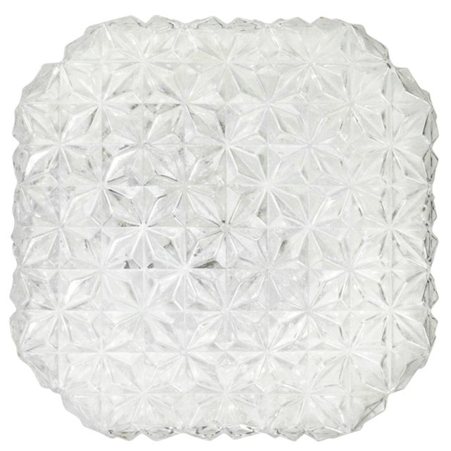 1960s Mid-Century Modern Square Clear Glass Flush Mount For Sale - Image 5 of 8