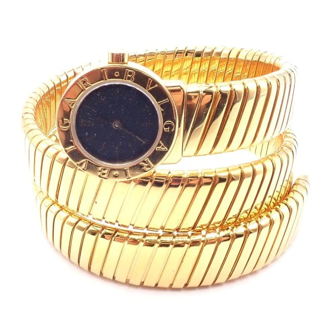 1990s 1990s Bulgari Tubogas Serpent Snake Yellow Gold Bracelet Wristwatch For Sale - Image 5 of 10