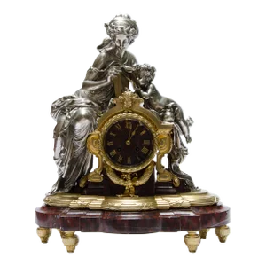 Late 19th Century French Louis XVI Ormolu Gilt Bronze Mantel Clock by Lamerie-Charpentier & Cie.