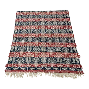 Antique Mid 19th Century James Pearson Chippeway Jacquard Coverlet