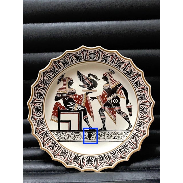 Grand Tour Giustiniani Egyptomania Pottery Plate with Gilt Highlights, Urn For Sale - Image 3 of 10