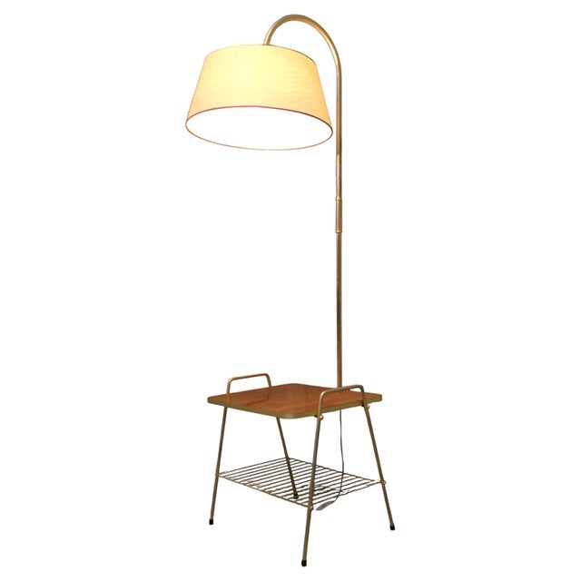 French Floor Lamp with Coffee Table and Magazine Rack, 1950 For Sale - Image 9 of 9