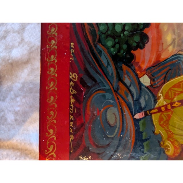 1980s 1980s Red Lacquered Fairytale Box of the Tale of Tsar Saltan" – Kholuy Lacquer Box For Sale - Image 5 of 12