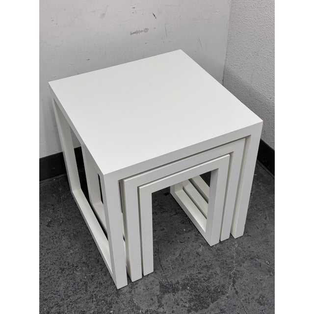 White Lacquer Open Frame Nesting Tables, Set of Three | Chairish