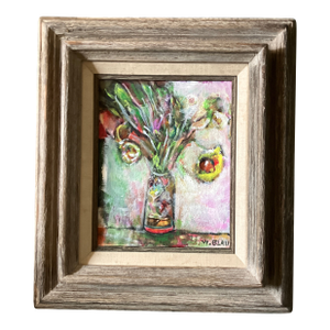 1970’s Original Abstract Expressionist Floral Still Life Modernist Painting Vintage Frame Signed