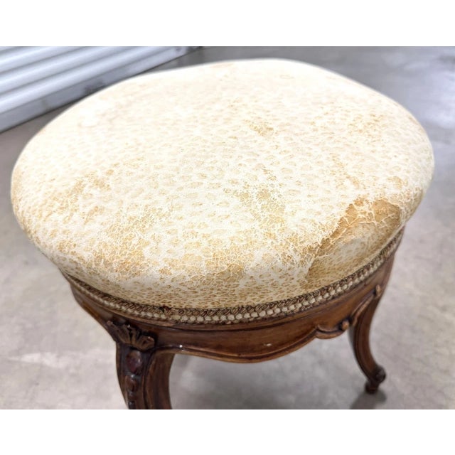 Late 19th Century Antique French Carved Walnut Wood Tripod Foot Stool For Sale - Image 5 of 9