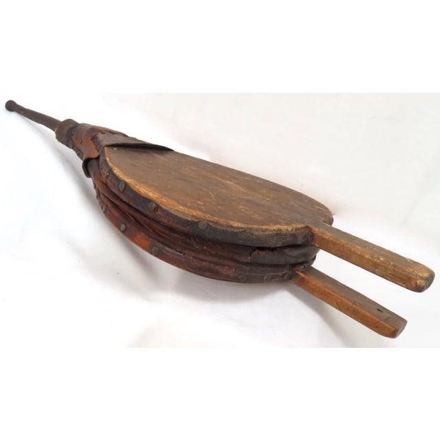 Late 19th Century Antique American Primitive Blacksmith Made Fireplace Bellows For Sale - Image 5 of 13