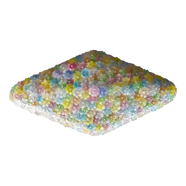 Large Venetian Multi-Colored Glass Flower Ceiling Light Attributed to Barovier & Toso, 1960s For Sale