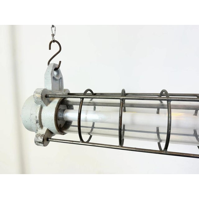 Grey Industrial Hanging Tube Light from Elektrosvit, 1980s For Sale - Image 14 of 18