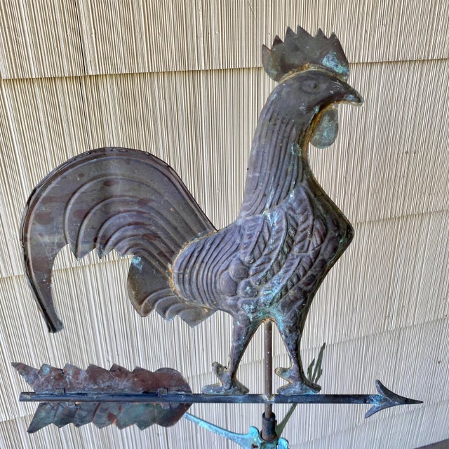 full-bodied or "swell-bodied" silhouette rooster weathervane with directional arrow with feathered fletching. Ready to...