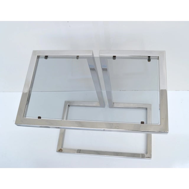 Silver Guy Lefèvre 3 French Mid-Century Modern Silver Finish & Smoked Glass Top Drink Table For Sale - Image 8 of 13