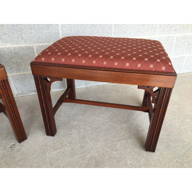 Chippendale Hickory ChairFurniture Chippendale Style Mahogany Stools - A Pair For Sale - Image 3 of 9