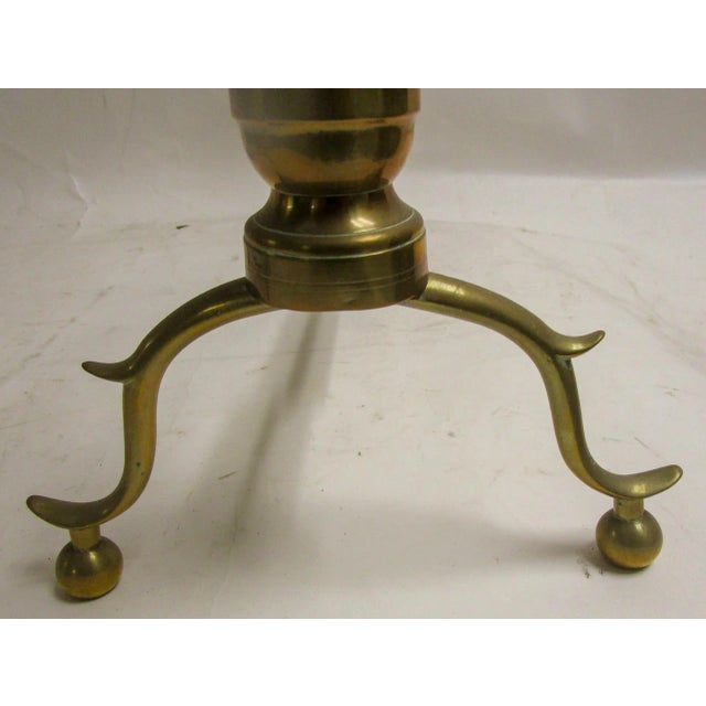 18th C Brass American Chippendale Lemon Drop Top Andiron Firedog Pair For Sale - Image 10 of 12