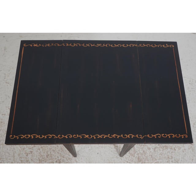 1990s Sherrill Black & Gold Crackle Paint Pembroke Drop Leaf Table For Sale - Image 5 of 17