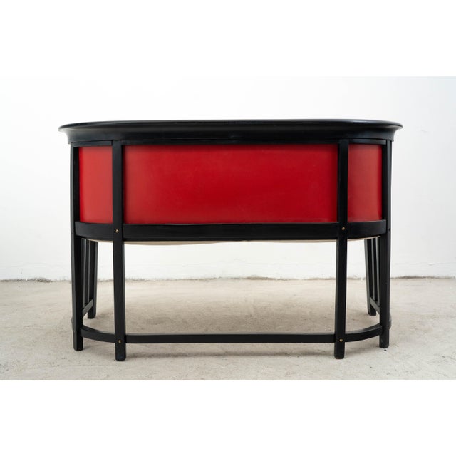 Fledermaus Sofa in Black-Finished Beech and Red Leather by Josef Hoffmann for Jacob & Josef Kohn, 1890s For Sale - Image 3 of 18