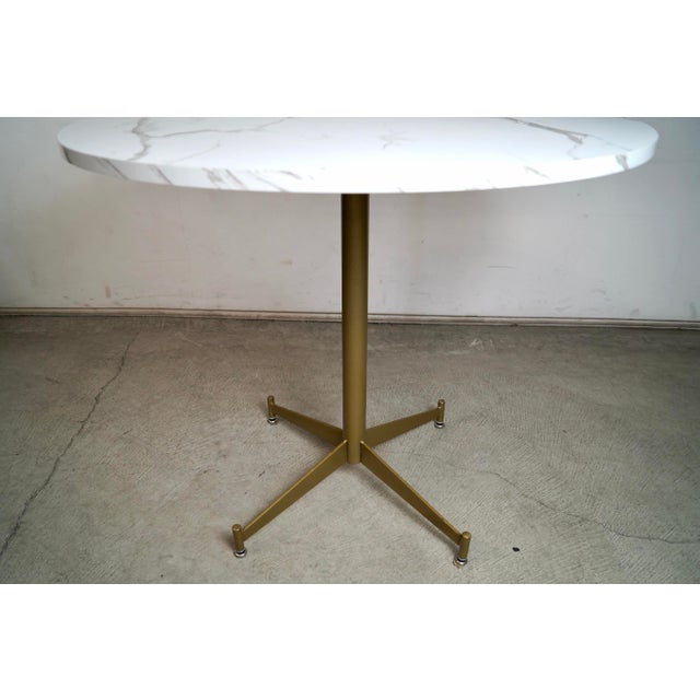 Gold Mid-Century Modern Style Custom Faux Marble Dining Table For Sale - Image 8 of 12