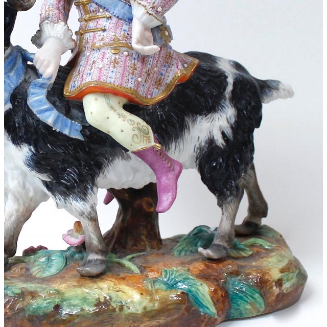 French Bisque Porcelain Goat and Rider Figurine, by Vion Et Baury , 19th Century For Sale - Image 4 of 12