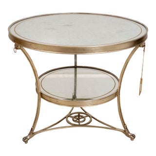 Lillian August 2 Tier Mirrored Eglomise Moulin Table For Sale