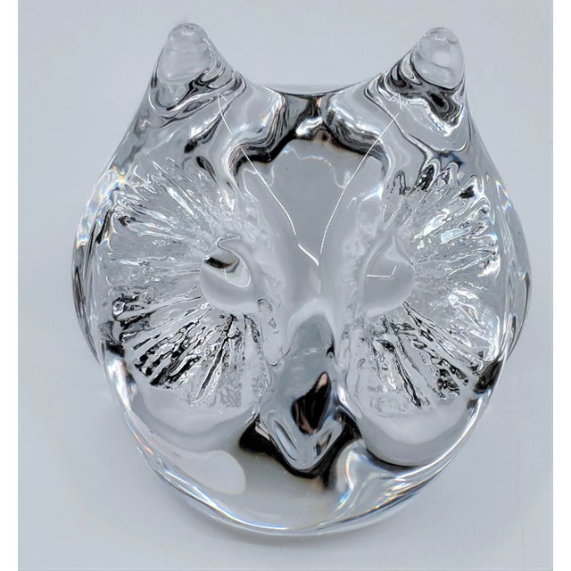 Daum of France Owl Head Glass Crystal Paperweight For Sale - Image 12 of 12