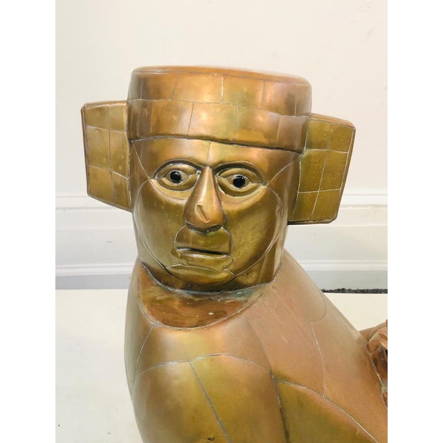 Metal Monumental Aztec Sun God Coffee Table in the Manner of Bustamante For Sale - Image 7 of 12