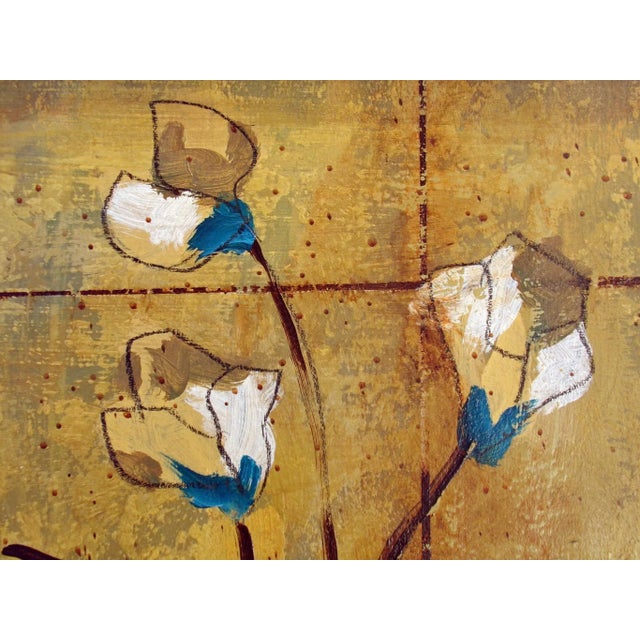 Contemporary 1990s Starlie Sokol Hohne "Orange Blooms" Original Mixed Media Artwork For Sale - Image 3 of 5