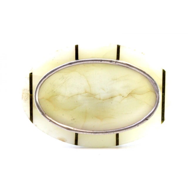 Metal Oval Silver and Marble Soap Dish For Sale - Image 7 of 8