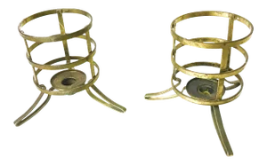 Vintage Mid-Century Brass Candle Holders - a Pair