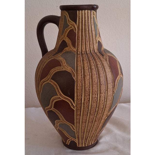 Vintage German Handcrafted Ceramic Jug, 1970s For Sale - Image 3 of 6