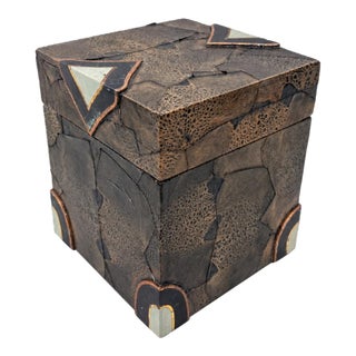 Unusual R&y Augousti Python & Mixed Stone Covered Box, Karl Springer Style For Sale