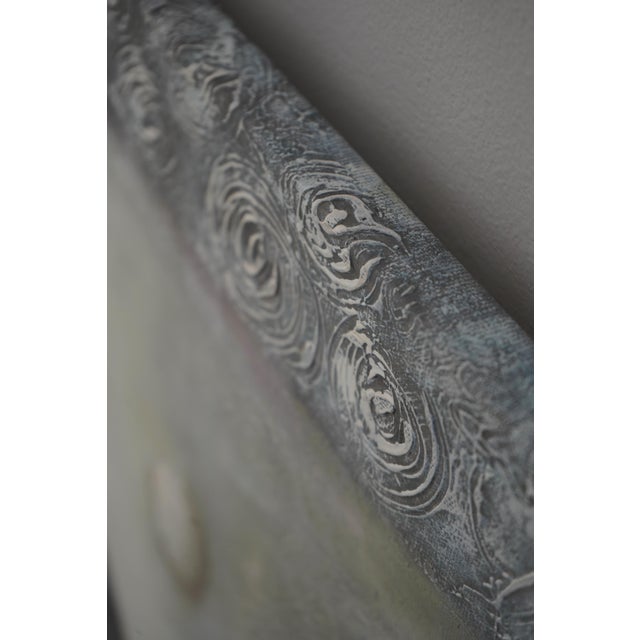 Gray Modern Abstract Buddha Face Oil Painting on Canvas For Sale - Image 8 of 9