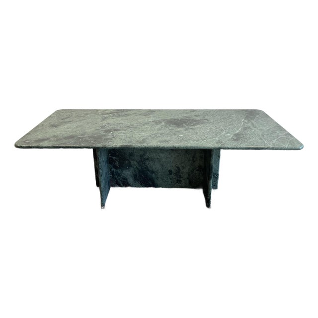 1970s Vintage Rainforest Green Marble Coffee Table For Sale