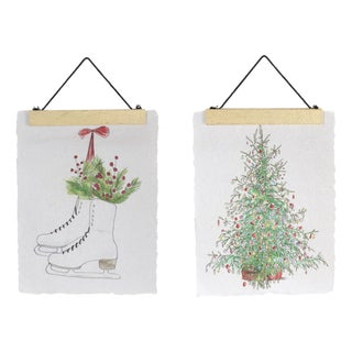 Christmas Tree & Ice Skate Holiday Banner (Set of 2) For Sale