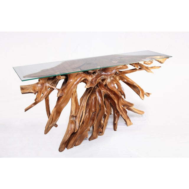 Naturel Teak Root Console Table, 84" Long Light Brown For Sale - Image 4 of 6