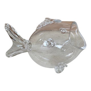 Coastal Blown Glass Fish Vase For Sale