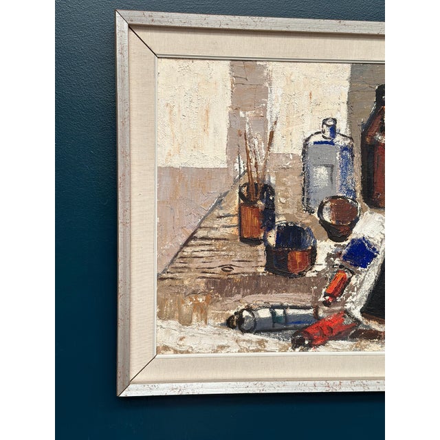 Eric Lundberg, The Work Table Atelier, 1960s, Oil on Canvas For Sale - Image 11 of 18