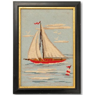Framed Needlepoint Sailboat For Sale
