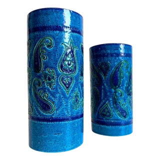 Large Rimini Blue Ceramic Vases by Aldo Londi, 1960s, Set of 2 For Sale