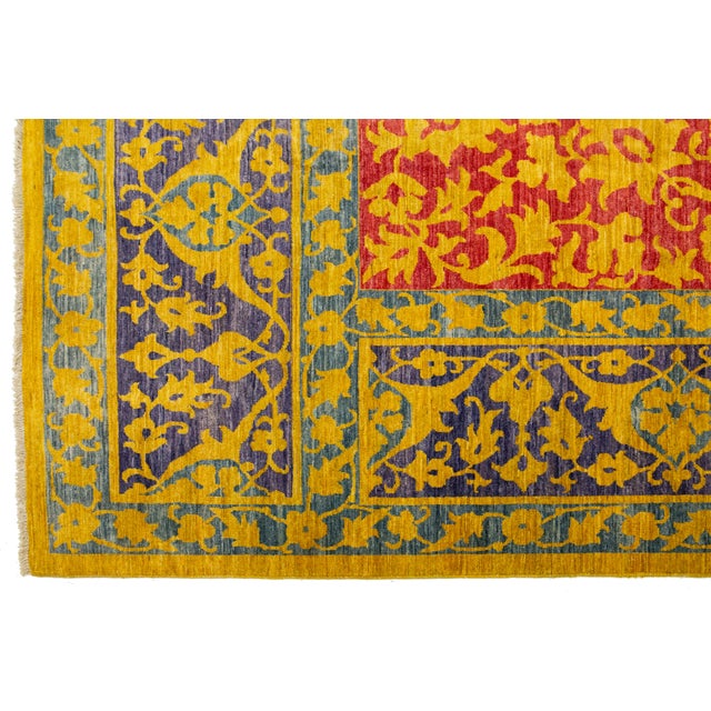 2010s Multicolor Modern Qum Persian Style Handmade Wool Rug With Qajar Design For Sale - Image 5 of 9