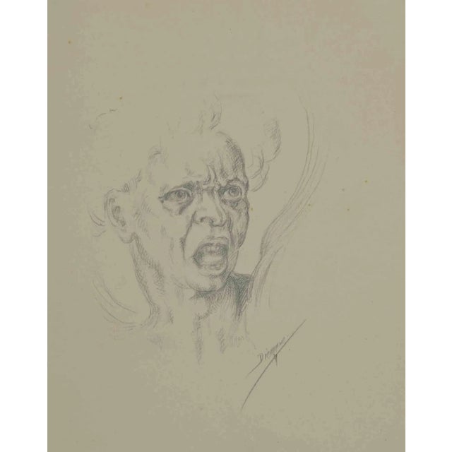 Portrait is a Drawing in pencil realized by Augusto Monari in the Early-20th Century. Hand-signed on the lower. Good...